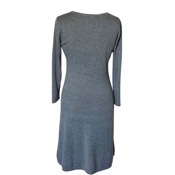 Worthington Gray V-neck A-Line Knit Dress Polyester Viscose Blend Women's Size S - Picture 2 of 15